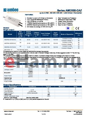 AMER90-36250CAZ datasheet - up to 3.75A | AC-DC / DC-DC | LED Driver / Converter