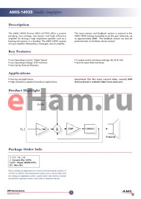 AMIS-14935 datasheet - Audio Amplifier