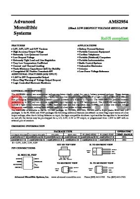 AMS2954_08 datasheet - 250mA LOW DROPOUT VOLTAGE REGULATOR