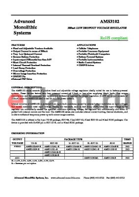 AMS3102-30 datasheet - 300mA LOW DROPOUT VOLTAGE REGULATOR