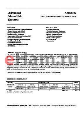 AMS3107C-40 datasheet - 500mA LOW DROPOUT VOLTAGE REGULATOR