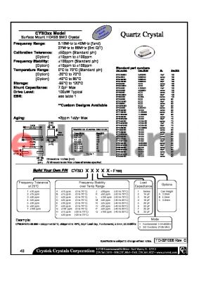 CYSD2J4A20.000 datasheet - Quartz Crystal Surface Mount HC49S SMD Crystal