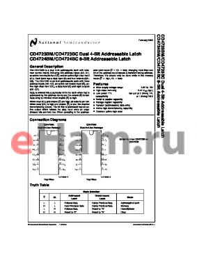 CD4723BCN datasheet - Dual 4-Bit, 8-Bit Addressable Latch