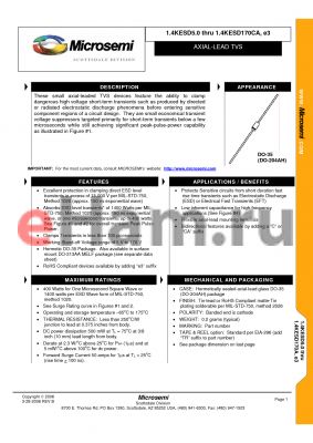 1.4KESD30E3 datasheet - AXIAL-LEAD TVS