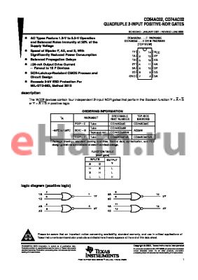 CD74AC02M datasheet - QUADRUPLE 2-INPUT POSITIVE-NOR GATES