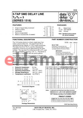 1518-15-22T4 datasheet - 5-TAP SMD DELAY LINE