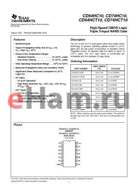 CD74HCT10M96 datasheet - High-Speed CMOS Logic Triple 3-Input NAND Gate