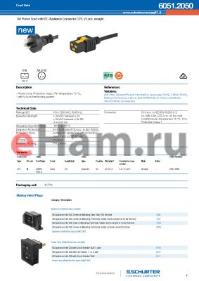1601 datasheet - AU Power Cord with IEC Appliance Connector C19, V-Lock, straight