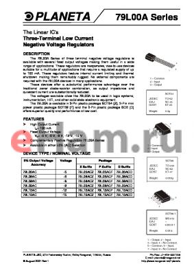 79L15ACD-R2 datasheet - Three-Terminal Low Current Negative Voltage Regulators