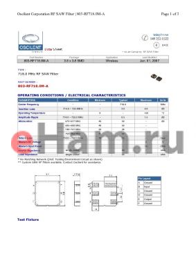 803-RF718.0M-A datasheet - 718.0 MHz RF SAW Filter