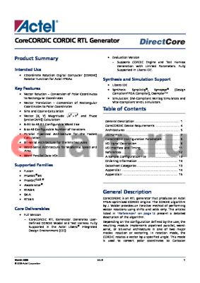 CORECORDIC-AR datasheet - CoreCORDIC CORDIC RTL Generator