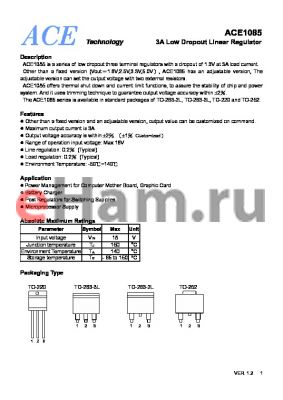 ACE1085452WM+ datasheet - 3A Low Dropout Linear Regulator