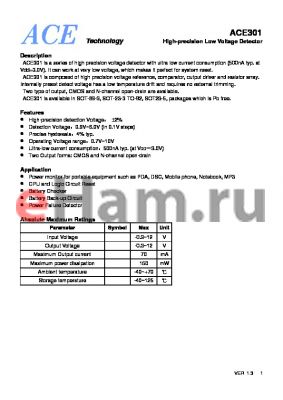 ACE301C39TO+ datasheet - High-precision Low Voltage Detector