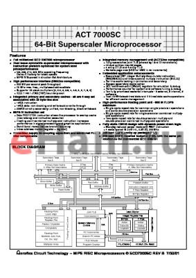 ACT-7000SC-266F17C datasheet - ACT 7000SC 64-Bit Superscaler Microprocessor
