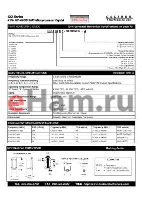 CQC32E5 datasheet - 4 Pin HC-49/US SMD Microprocessor Crystal
