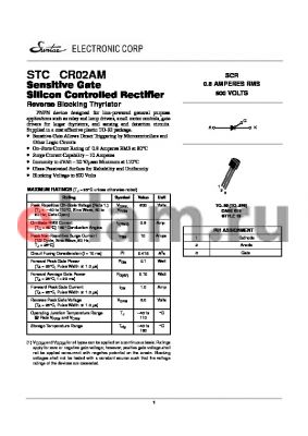 CR02AM datasheet - Sensitive Gate Silicon controlled Rectifier