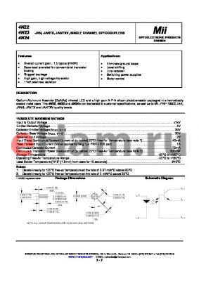 4N24 datasheet - JAN, JANTX, JANTXV, SINGLE CHANNEL OPTOCOUPLERS