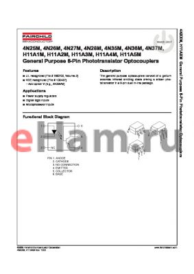 4N25SR2M datasheet - General Purpose 6-Pin Phototransistor Optocouplers
