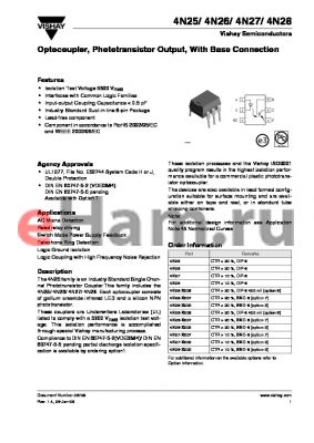 4N28-X009 datasheet - Optocoupler, Phototransistor Output, With Base Connection