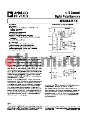 AD5204BR10 datasheet - 4-/6-Channel Digital Potentiometers