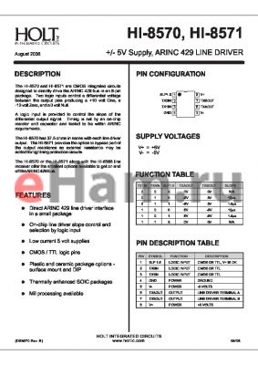 HI-8572PSM datasheet - /- 5V Supply, ARINC 429 LINE DRIVER