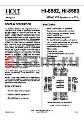 HI-8582PQTF-10 datasheet - ARINC 429 System on a Chip