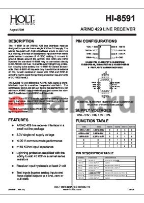 HI-8591PCM datasheet - ARINC 429 LINE RECEIVER