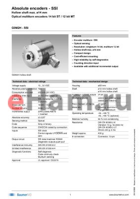 G0M2H192A102 datasheet - Absolute encoders - SSI