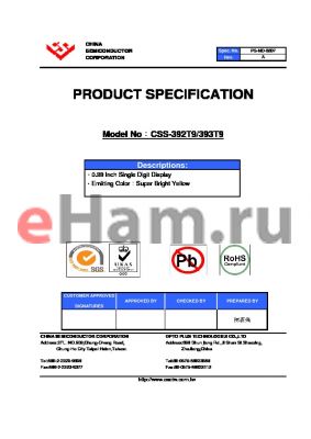 CSS-392S datasheet - 0.39 Inch Single Digit Display