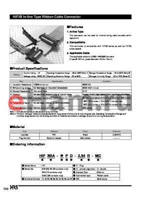 HIF3BA-60PD-2.54R-MC datasheet - HIF3B In-line Type Ribbon Cable Connector