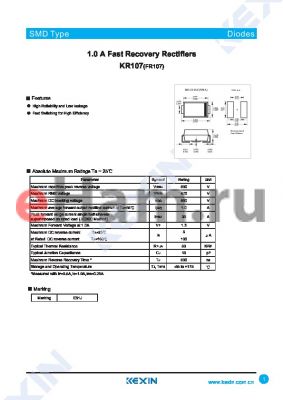 KR107 datasheet - 1.0 A Fast Recovery Rectifiers