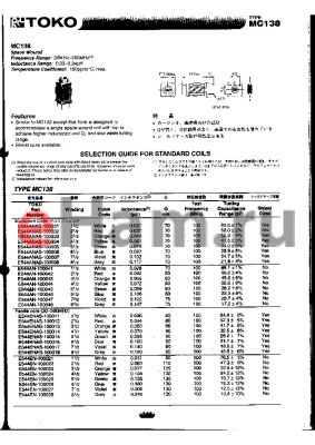 E544ENAS-100014 datasheet - SELECTION GUIDE FOR STANDARD COILS