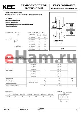 KRA306V datasheet - EPITAXIAL PLANAR PNP TRANSISTOR