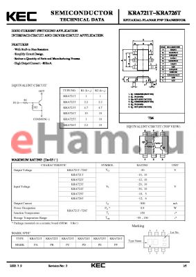 KRA725T datasheet - EPITAXIAL PLANAR PNP TRANSISTOR (HIGH CURRENT SWITCHING, INTERFACE CIRCUIT AND DRIVER CIRCUIT)