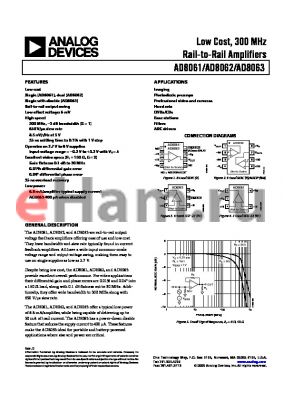 AD8061ART-REEL7 datasheet - Low Cost, 300 MHz Rail-to-Rail Amplifiers