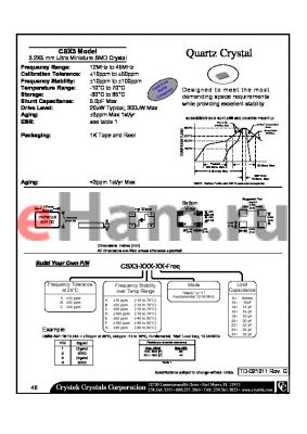 CSX2-CG-14-19.680 datasheet - Quartz Crystal 3.2X5 mm Ultra Miniature SMD Crystal