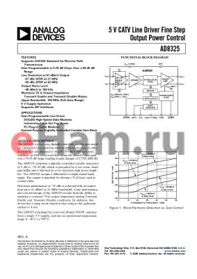 AD8325ARU datasheet - 5 V CATV Line Driver Fine Step Output Power Control