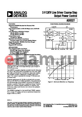 AD8327ARU-REEL datasheet - 5 V CATV Line Driver Coarse Step Output Power Control