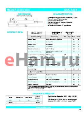 KSK-1A54-100110 datasheet - Glass length of 53.4 mm and diameter of 5.4 mm