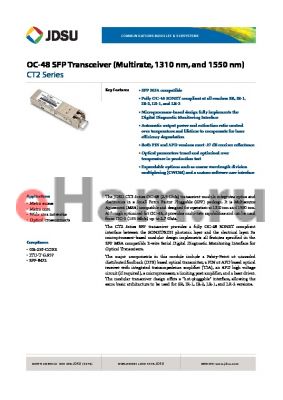 CT2-GL1LFTD53C datasheet - OC-48 SFP Transceiver (Multirate, 1310 nm, and 1550 nm)