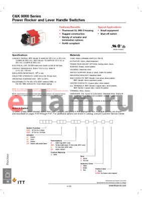 9221J2AV2QE2 datasheet - Power Rocker and Lever Handle Switches