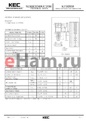 KTD2059 datasheet - TRIPLE DIFFUSED NPN TRANSISTOR(GENERAL PURPOSE)