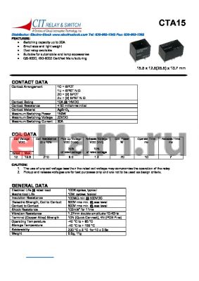 CTA152CS12VDC datasheet - CIT SWITCH