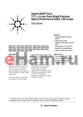HLMP-CM26-P0CDD datasheet - T-1 3/4 (5 mm) Extra Bright Precision Optical Performance InGaN LED Lamps