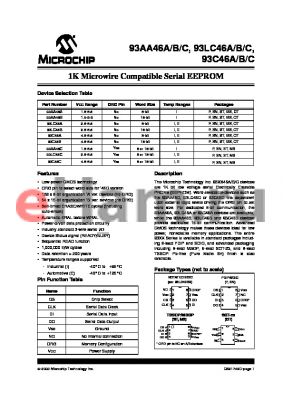 93C46CT-E/MSG datasheet - 1K Microwire Compatible Serial EEPROM