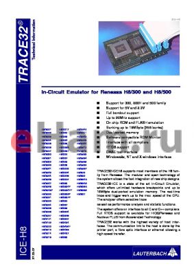 H8/3005 datasheet - In-Circuit Emulator for Renesas H8/300 and H8/500