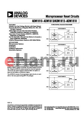 ADM1813-15ART-RL7 datasheet - Microprocessor Reset Circuits