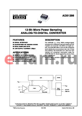 ADS1286B datasheet - 12-Bit Micro Power Sampling ANALOG-TO-DIGITAL CONVERTER