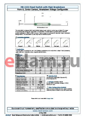HB-2232-L datasheet - Reed Switch with High Breakdown