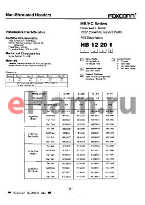 HB02XX0 datasheet - Breake Away Header .025(0.64mm) Square Posts